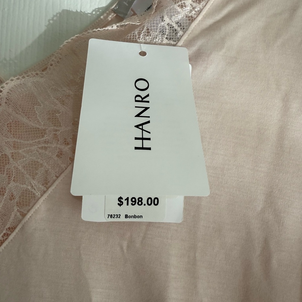 Hanro Mae Soft Pink Lace Trim nightgown NEW - Picture 2 of 3